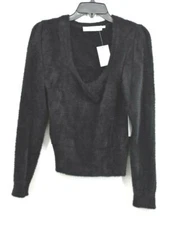 ASTR the Label Womens Ivory Fuzzy Square Neck Long Sleeves Cropped Sweater $59