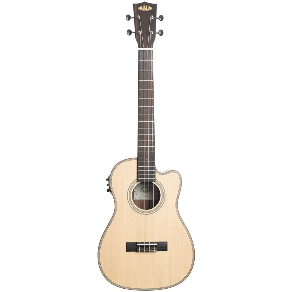 Kala Solid Spruce Top Striped Ebony Cutaway Baritone Acoustic Electric Ukulele - Image 2 of 4