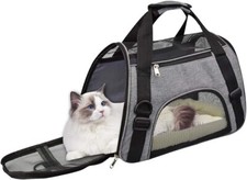 Large Size Soft-Sided Mesh Travel Pet Carrier for Cat  Dog 18.5L 9.65W 13H