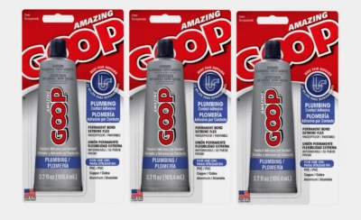 3 ~ Amazing Goop Plumbing Clear PVC Adhesive & Sealant Waterproof 3.7oz 150011