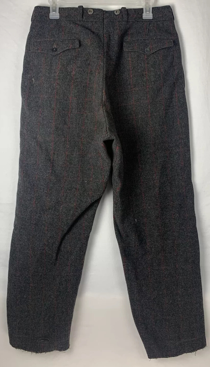 Vintage Woolrich Mens Pants Trousers Size 34x28 Wool Gray Red Striped Hunting eBay