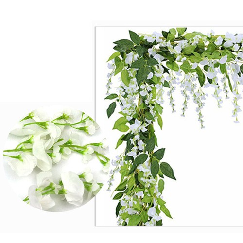 2 M Guirnalda Artificial de Flores de Glicina para Decoración de Arco de Boda K - Imagen 5 de 19