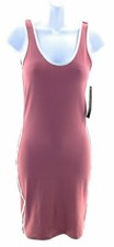 Feathers Juniors Pink with White Trim Scoop Neck Tank Dress Casual Size Small