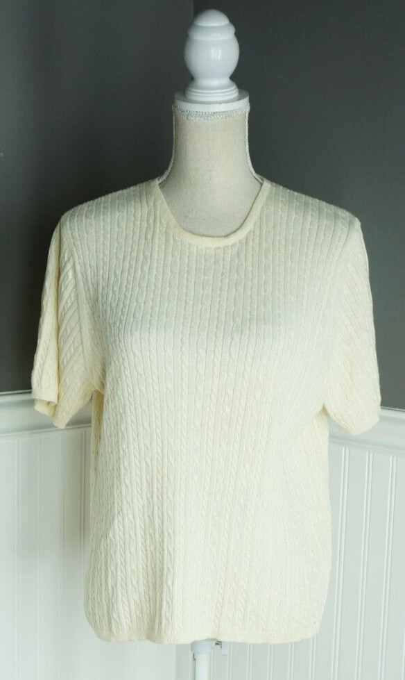 Pendleton Petite Large Cable Knit Short Sleeve Sw… - image 1