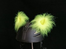 Katzenohren Helm Skihelm Fell Puschel Helmohren Hörner Neon gelb Fahrradhelm SKI