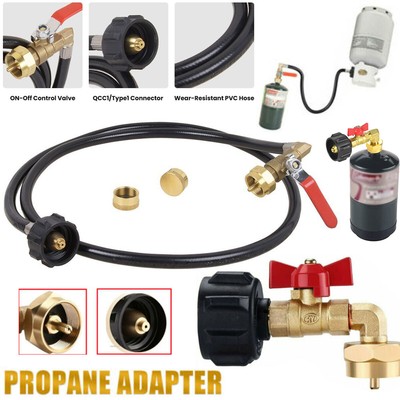 Propane Refill Adapter / Hose with ON-Off Control Valve for 1Lb To 20Lb Gas Tank