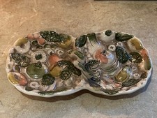 vtg1950  lefton majolica like fruits of italy 9.5  handled tray