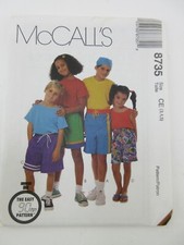 McCall's 8735 Shorts Pattern Size CE 3-4-5 Kids Easy 90 Minute Sewing