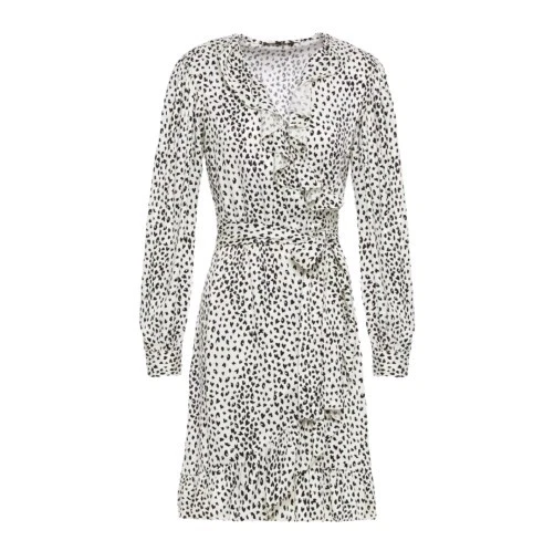 MAJE Rosana ruffled cupro blend leopard jacquard mini wrap dress