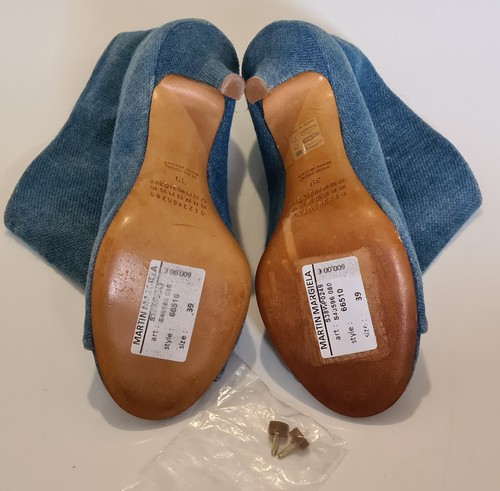 Maison Margiela 22 Slouch Denim High Heels Peep Toe Ankle Boots Blue uk 6 eu 39 - Picture 6 of 8