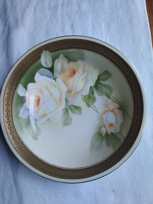 RS Germany/Tillowitz large bowl yellow roses embossed firegold border PRICE DROP