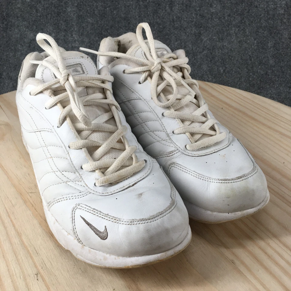 Nike Zapatos Mujer 10 Aviones Tenis para Caminar 312895-111 Cuero Blanco Foto 3 de 4