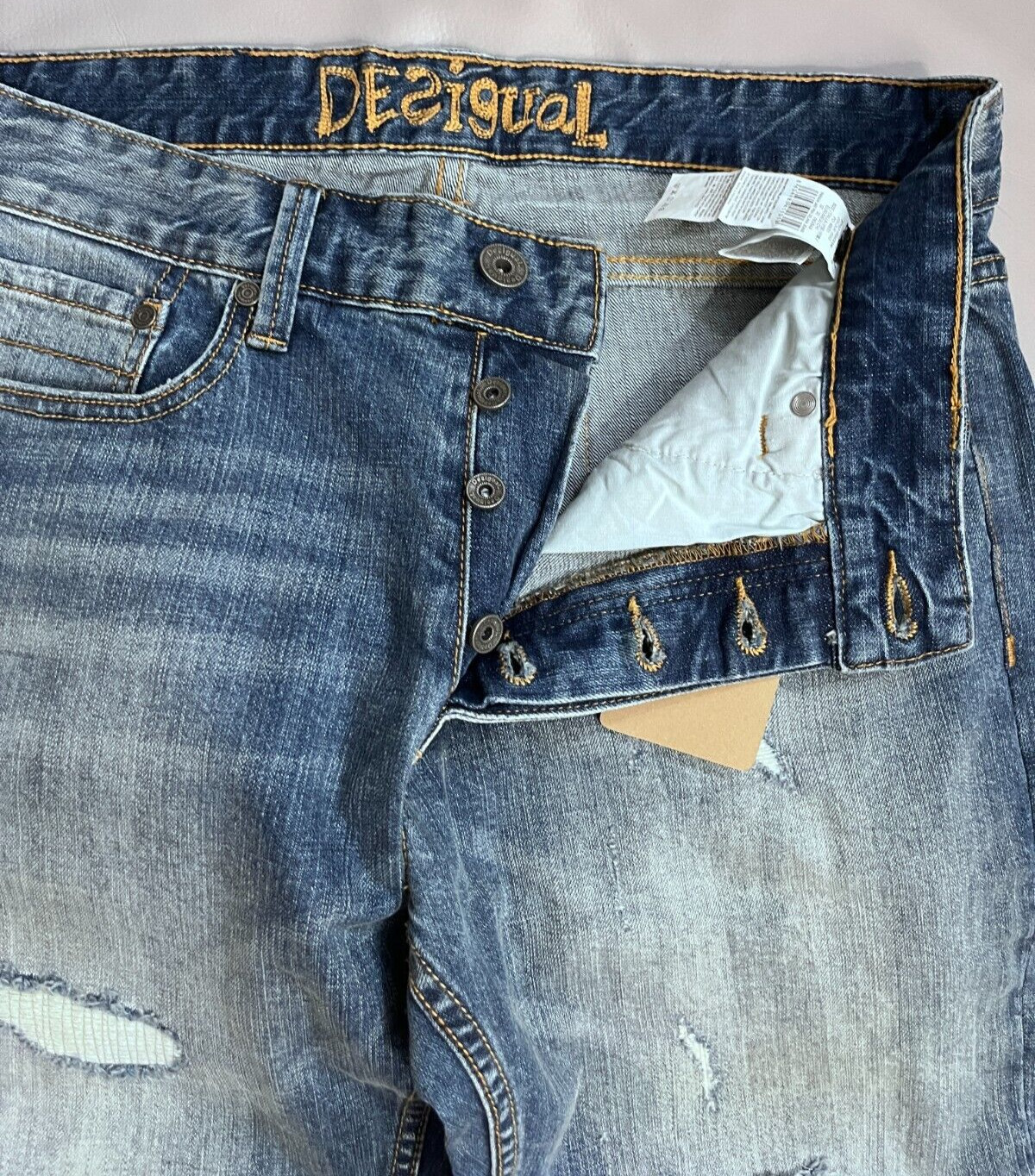 Desigual Men’s Distressed Straight Jeans - Size 32 - MRSP$170 image 3