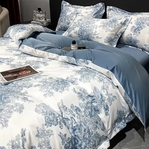 Juego de sábanas de felpa de cuatro piezas juego de sábanas de estilo europeo con funda de edredón Foto 3 de 4