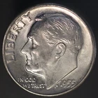 1955 D ROOSEVELT DIME BU FRESH FROM ORIGINAL ROLL-LOT 3102