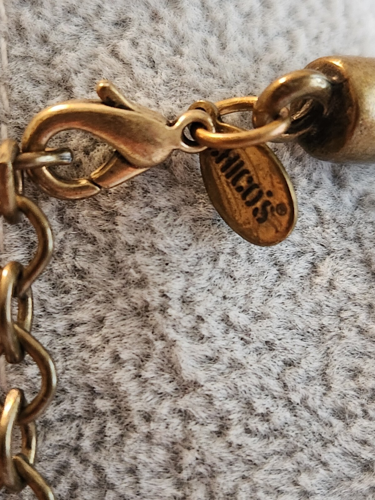 Chicos 16" Large Statement Necklace Brasstone Wit… - image 5