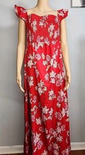 NWT Cupshe Waist Ruffle Maxi Beach Dress Red Floral green yellow pink Medium