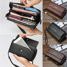 Mens Wallet Long Purse Leather Clutch Business Handbag Phone Card Holder Case