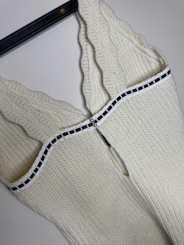 For Love & Lemons Dress Size Small UK 8 Jade Knit Mini White Ivory Knitted Bow S - Picture 12 of 15