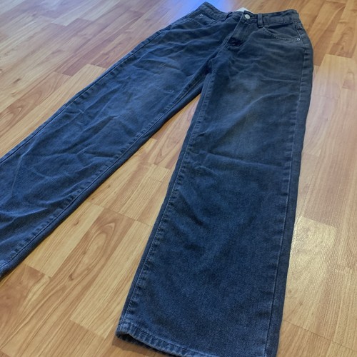 New Dazy Black Gray Mom Straight Baggy Denim Highwaist Jeans Waist 24 Small - Picture 8 of 12