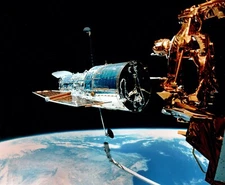 Hubble Left Alone in Space HUBBLE MISSION 12X14.5 PHOTOGRAPH