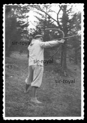 Man with Improvised Homemade Bow and Arrow - Photo 7x10cm