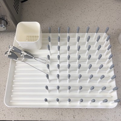 OXO Tot Baby Bottle & Feeding Cup Drying Rack Set with Cleaning Brush Scrub