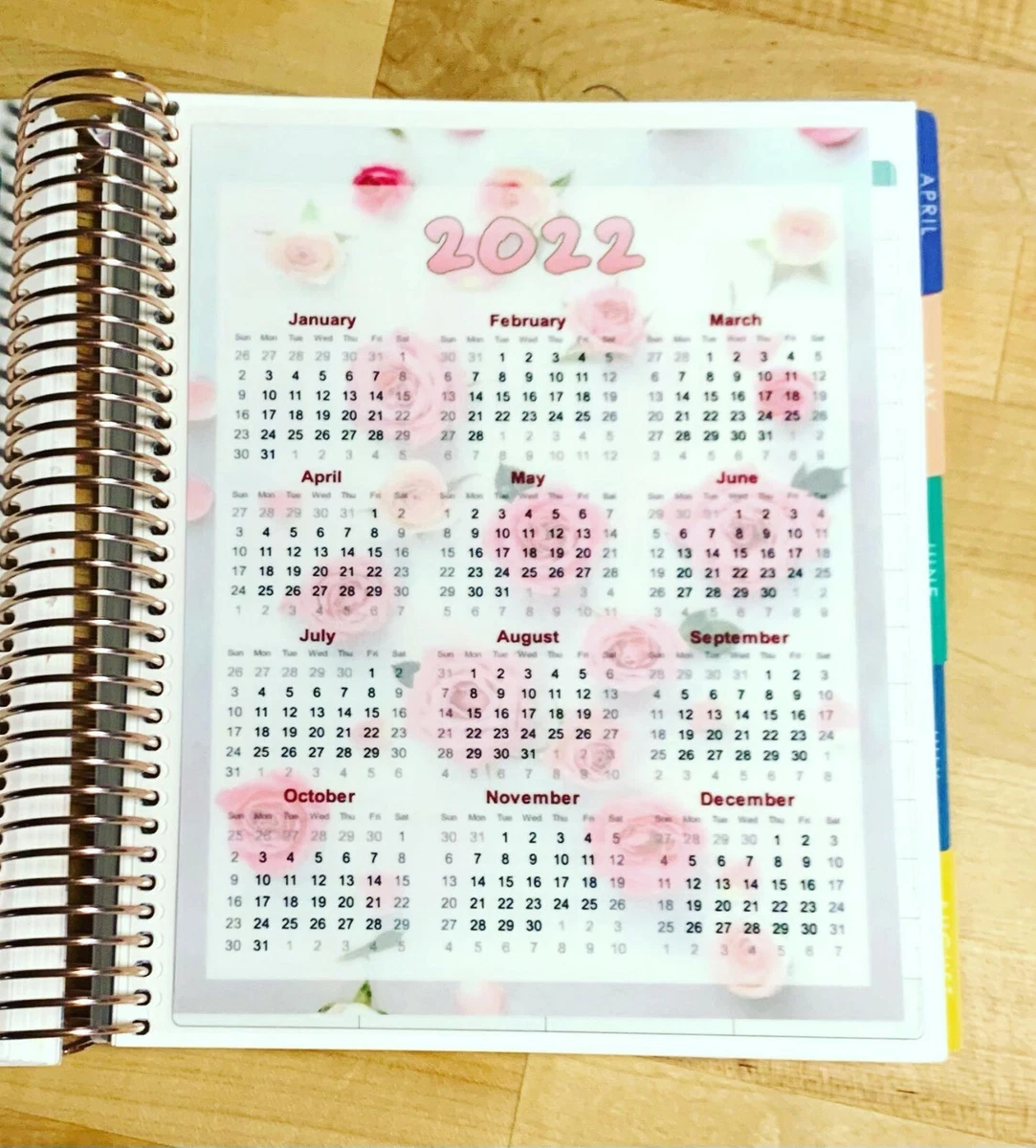 Yearly Calendar 2022-23 Dashboard Insert 4 use with Erin Condren Planner |  eBay