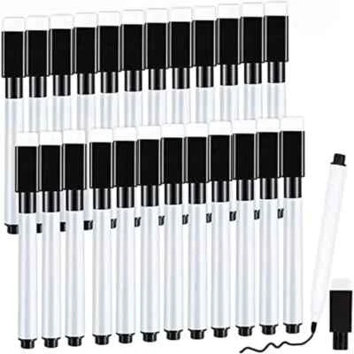 25er Set Whiteboard Marker Stifte m. Radierer Tafelschreiber Schwarz Boardmarker