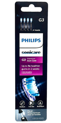 Black G3 Philips Sonicare - Premium Gum Care Brush Heads (4-Pack)