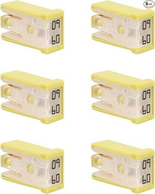 6PCS 60A 32V Mini Slotted Automotive MCASE Cartridge Fuse Kit, 15 A Color: 60A