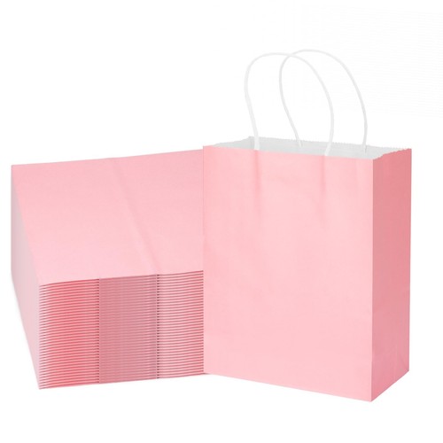 Gift Bags, 100 Pack 10.5x8.5x4.5 Inch, Paper Bags with Handles, Medium Size, ...