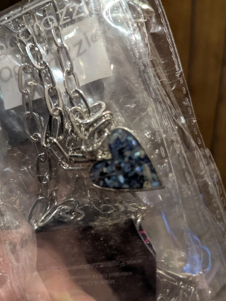 Collar concha de abulón azul beso y concha cadena de eslabones de plata paparazzi Foto 4 de 4