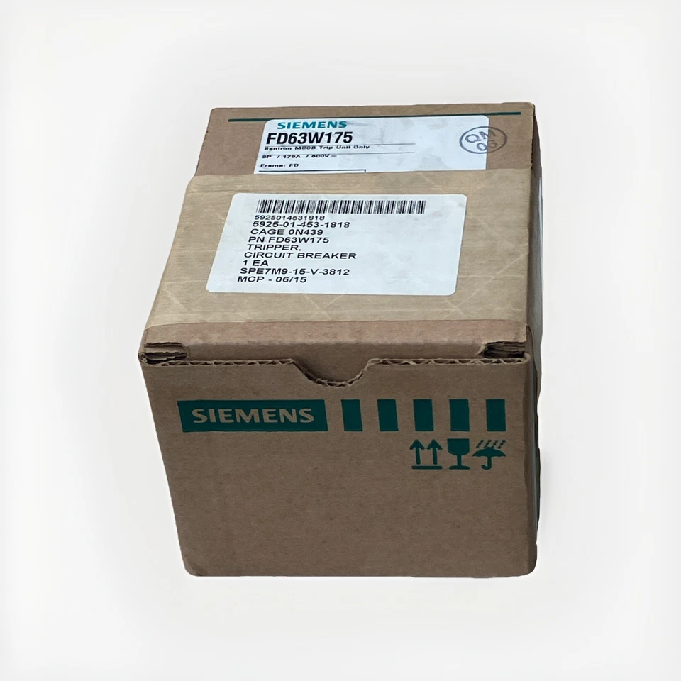 Siemens FD63W175 Circuit Breaker Trip Unit 175 Amp 50°C 3 Pole 600V New in Box - Image 4 of 4
