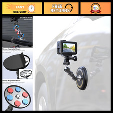 Strong Magnetic Camera Mount for GoPro, DJI, Insta360 - 1/4" Ball Head, Metal Su