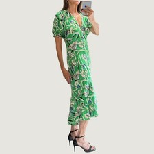Diane Von Furstenberg Orla Crepe Green Floral Midi Dress Party Wedding Guest 2