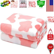 Strawberry Cow Print Plush Blanket - Soft, Lightweight Throw for All Ages