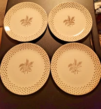 Vintage Homer Laughlin Fluer De Lis Golden Wheat Plates Set of 4