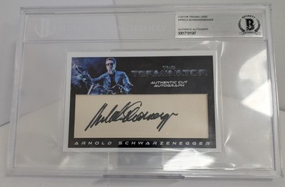 Arnold Schwarzenegger The Terminator Custom Card Beckett Authentic Cut Autograph