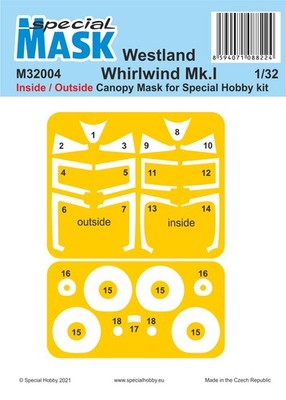 SPCHB-100-M32004 Special Hobby 1/32 Westland Whirlwind Mk.I Inside/Outside MASK
