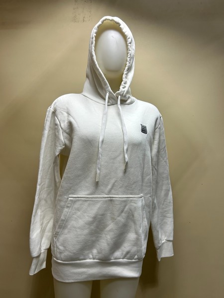 Absent White Hooded Sweatshirt Kangaroo Pocket Pullover Hoodie Size S