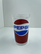 Vintage 1970s - Pepsi Cola - 12 FL Oz Retro Logo Glass Cup - Red, White & Blue