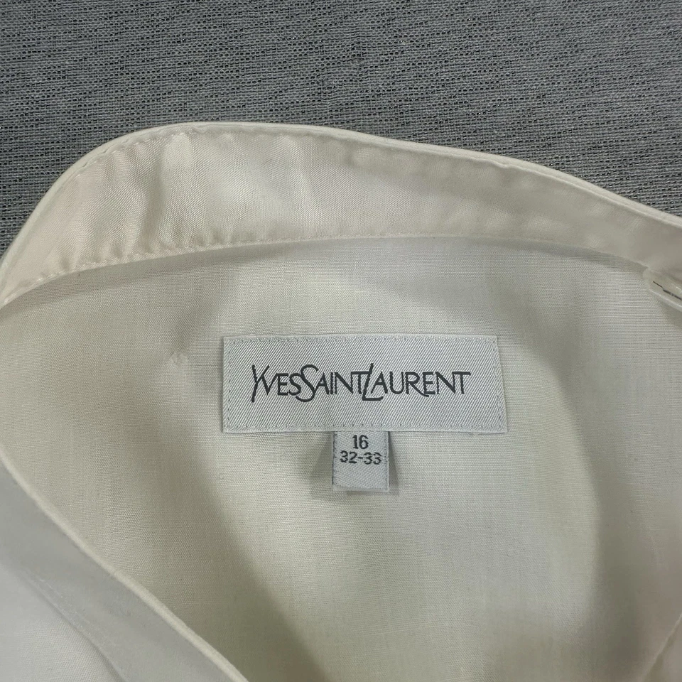 VTG Yves Saint Laurent Dress Shirt Mens 16 33-34 Cream Ivory Pocket NWT *READ - Image 4 of 4