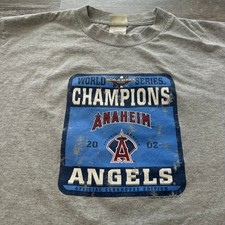 Vintage Y2K 2002 Anaheim Angels World Series Champions Lee Gray Mens L T-Shirt