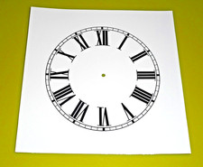 Clock Dial Face paper card 3 1/2" Minute Track Roman LOW GLOSS white square new