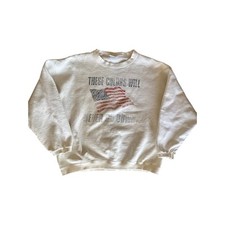 Vintage Tultex American Flag White XL Crewneck Sweatshirt