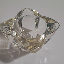 Clear Glass Abstract Votive/Tea Light Candle Holder, Glossy 3.5in
