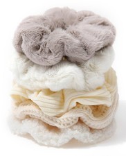 5 PCS Furry Scrunchies -Elastic Hair Scrunchies Fur Hair Ties Ponytail Holder...