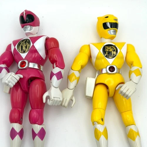 Vintage 1993 Bandai Mighty Morphin Power Rangers 8” Yellow Ranger & Pink Ranger