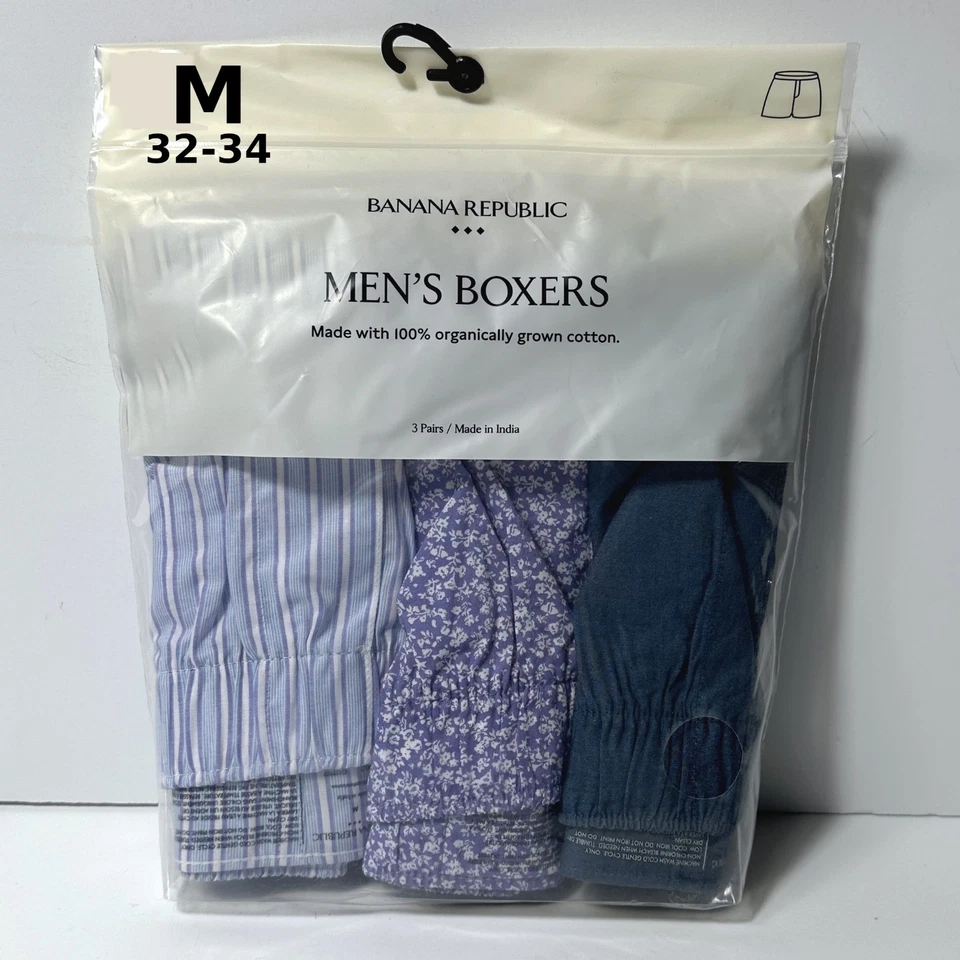 Shorts boxer Banana Republic Boxers 3 pares masculino MÉDIO roxo floral - Imagem 3 de 3